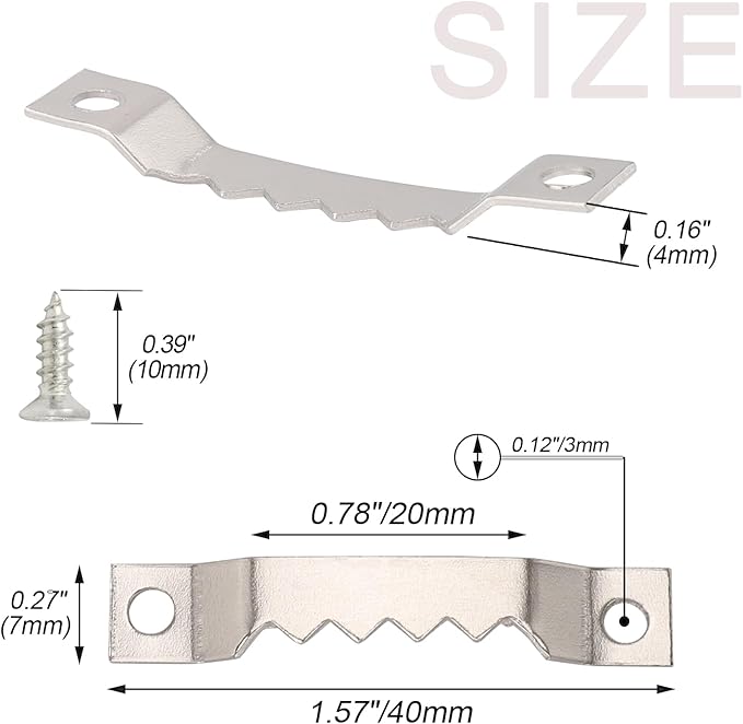 Small Sawtooth Picture Hangers 100 Pack Steel Sawtooth Hangers with Screws for Hanging Canvas Photos Frame Clock Paintings Artwork (Silver)