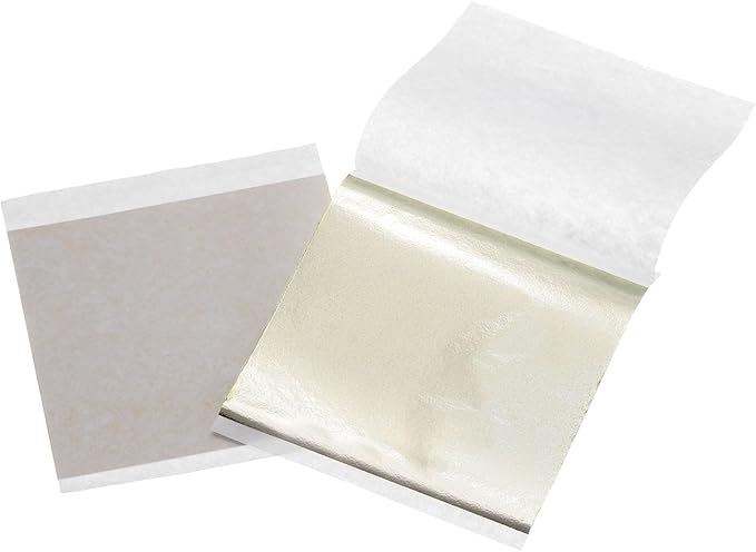 uxcell 100pcs Leaf Sheets, 3.5" x 3.5" Foil Sheets Paper Sheets for DIY Crafts Painting Nails Resin Furniture Decoration(Dark Silver)