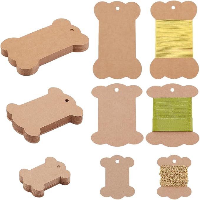 PH PandaHall 90PCS Ribbon Spools 3 Styles Ribbon Storage Organizer Flat Spool Bobbin Yarn Bobbin Kraft Spool Floss Bobbins Card Thread Holder for Embroidery Thread Cross Stitch Craft DIY Sewing