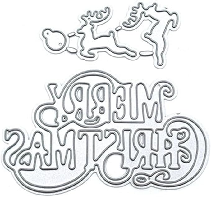 Metal Cutting Dies DIY Merry Christams Embossing Stencil Template Scrapbooking Card Making Mold Photo Album Arts Crafts Tools (Merrry Christmas-6.6x6.3cm)