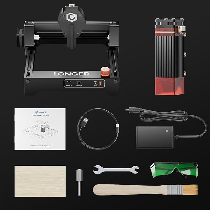 LONGER Ray5 mini Laser Engraver, 12000mm/min High-Speed Cutter for Wood, Metal, Acrylic, Leather, DIY CNC, 140x130mm Engraving Area, WiFi, Emergency Stop Safety (2.5W)