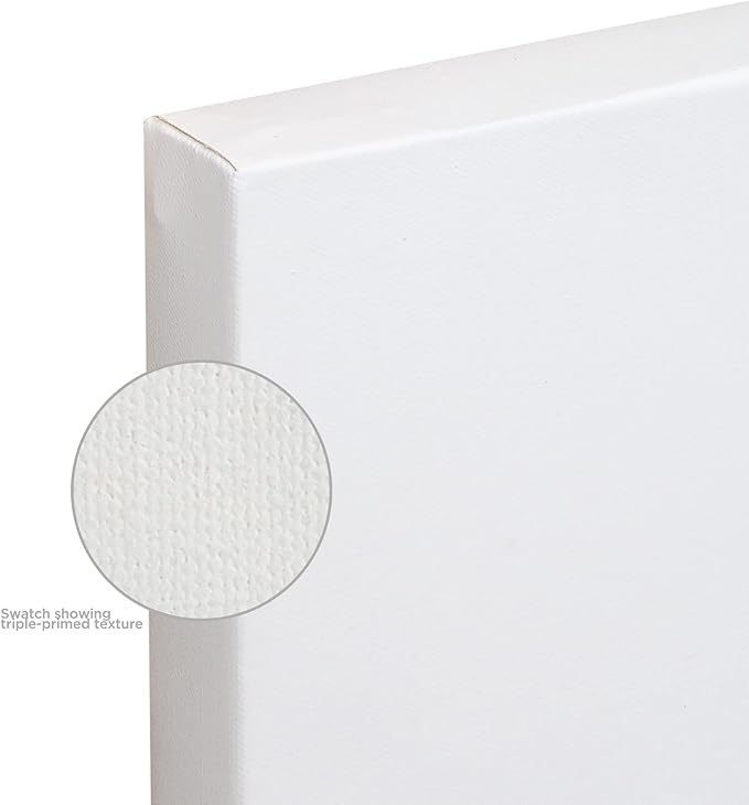 Creative Mark The Edge Deluxe Cotton 1-1/2" Deep Stretched Canvas for Painting, 8x8 Pack of 3, 14oz. Primed Weight, Universal Archival Priming, Medium Tooth, Hand-Stretched Canvas for Painters