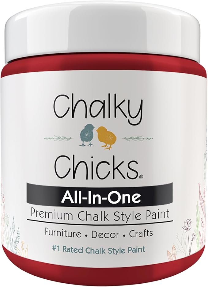 Chalky Chicks All-in-One Chalk Paint for Furniture or Cabinet - 4 Fl Oz - Matte Finish Firecracker (Red) for Metal, Wood Furniture Paint - No Sanding All-in-One for Home Decor & Crafts, USA Made