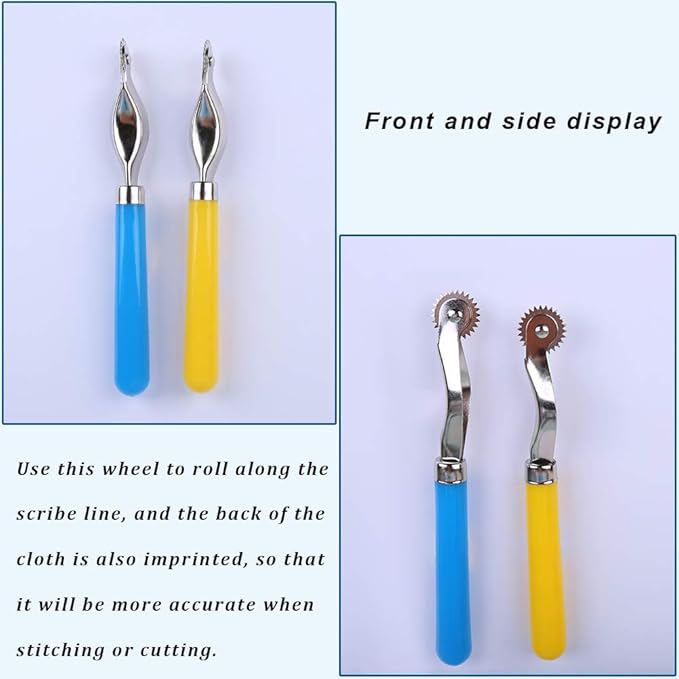 LUNARM 2 Pcs Tracing Wheel Sewing Tool, Plastic Handle Needle Point Tracing Wheel, Random Color Tracing Wheel Sewing Tool, Professional Stitch Marking Spacer for Arts and Leather Crafts