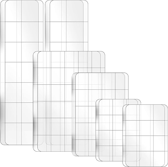 6Pcs Acrylic Blocks for Stamping Set Clear Stamping Blocks Tools with Grid Lines, Stamps for Crafting Card Making Scrapbooking Tools