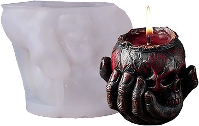 Halloween Skull Hand Ghost Cylinder Molds Silicone Wave Spiral Candle Mold - Silicone Resin Casting Molds for Candle & Resin & Soap Craft Supplies