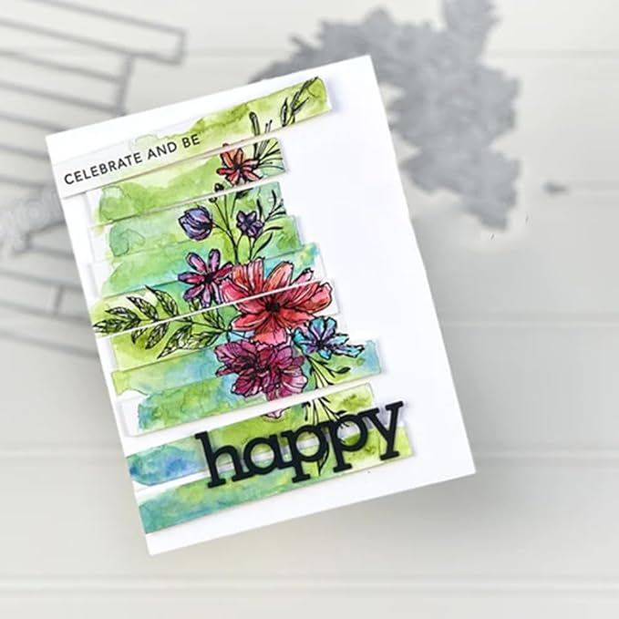 Metal Cutting Dies DIY Embossing Stencil Template Scrapbooking Card Making Mold Photo Album Arts Crafts Tools (Happy Thanks Love Enjoy- 9.6x9.3cm)