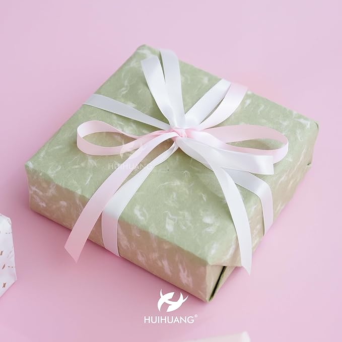 HUIHUANG White Satin Ribbon 1/2 inch X 50 Yards Continuous, White Double-Faced Satin Ribbon for Gift Wrapping, Bows, DIY Crafts, Flower Bouquet, Wedding Bridal Shower Decor, Hairs