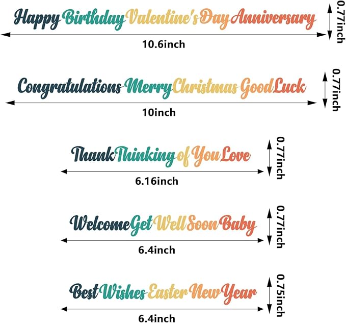 YKW Word Die Cuts for Card Making, Happy Birthday Merry Christmas Anniversary Congratulations Thank You Metal Cutting Dies, for DIY Scrapbooking Photo Albums Crafts Holiday Words Paper Art