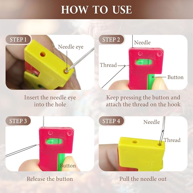 Automatic Needle Threader,2024 New Plastic Needle Threaders,Used to Quickly Thread The Thread Into The Needle Hole, Suitable for The Elderly and Those Who Like to Do Needlework(Random Color) (3 PCS)
