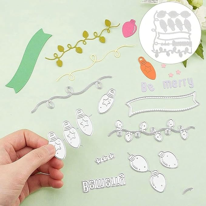 Festivals Metal Cutting Die for Scrapbooking, Christmas Cut Stencils for DIY Scrapbook Photo Album Decorative Paper Card, Card Making Supplies, Embossing (Light Bulb 4.7 x 4 in)