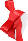 1-1/2" x 100 Yards Red Polyester Satin Ribbon Single Faced Fabric Ribbons for Eternal Roses, Flower Bouquets, Gift Wrapping, Crafts, Bridal Shower, Wedding Decor