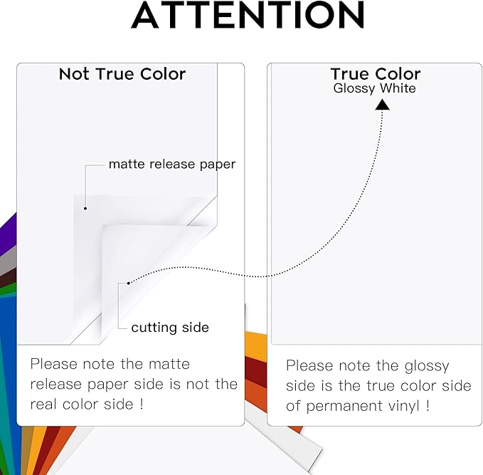 HTVRONT White Permanent Vinyl, 12 Pack Glossy White Vinyl for Cutting Machine - 10 Permanent Sheets 12" x 12"& 2 Transfer Tape Sheets for Party Decoration, Sticker, Craft Cutter, Car Decal (Glossy)