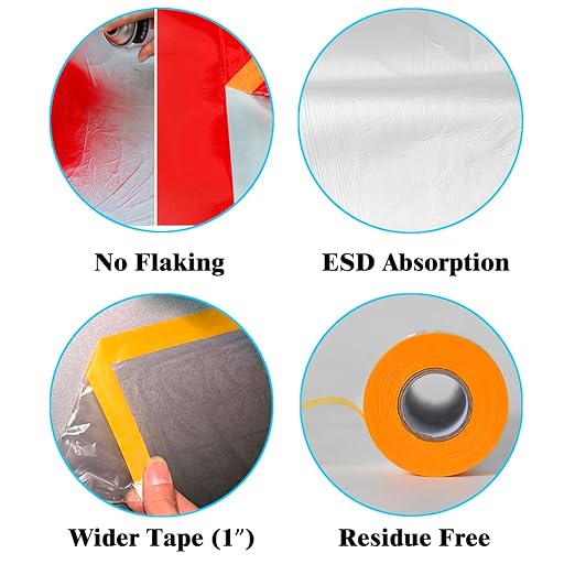 LLPT Tape and Drape 157.5”(Unfolded) x 66 Ft Each 2 Pack Pre-Taped Masking Film 0.27 Mil Painters Plastic Drop Cloth for Auto Wall Furniture Painting Protection (MFT4002)