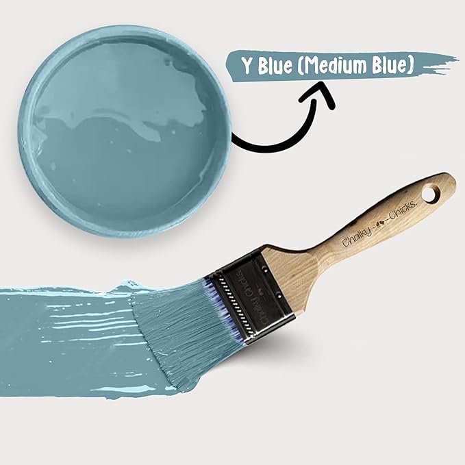 Chalky Chicks 8 Fl Oz Matte Y Blue (Blue) Chalk Paint for Furniture Without Sanding - No Prep Furniture Paint No Sanding All in One for Crafts, Wood, Walls, Cabinet, Metal, Dresser, Farmhouse
