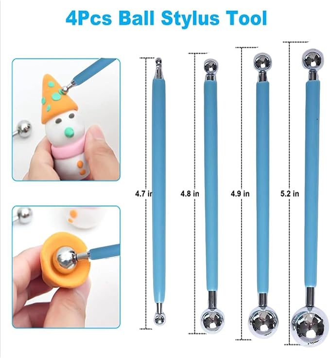 26 PCS Upgraded Polymer Clay Tools, Clay Sculpting, Acrylic Roller Pin, Polymer Clay Cutters Dotting Tools, Rectangle Sheet Press Board Wire Texture Set Needle Detail Modelling Supplies