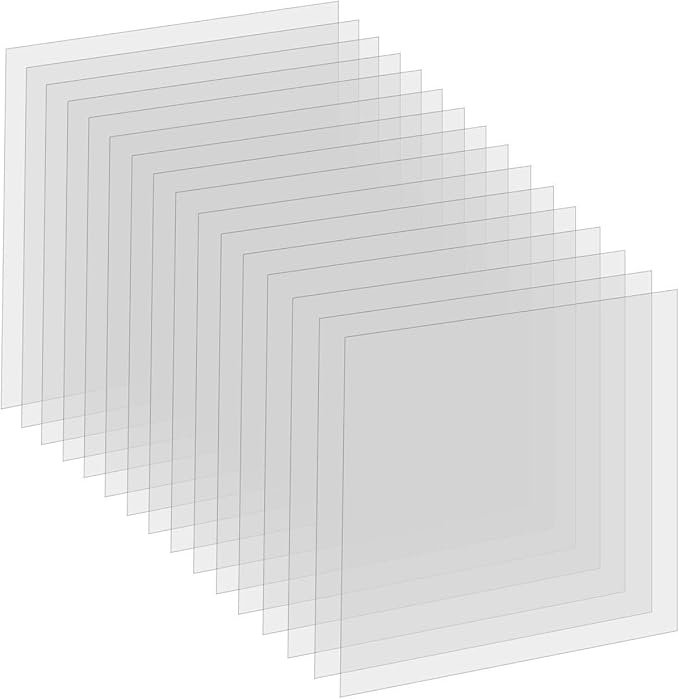 16 Pack 6 Mil Clear Mylar Stencil Sheets, 12" x 12" Blank Reusable Plastic Template Sheets for Cricut, Laser Cutting, Gyro-Cut Tool Template Material
