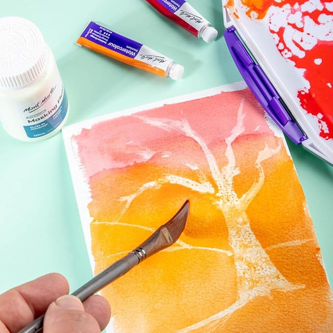 Mont Marte Masking Fluid Premium 120ml (4.06 US fl.oz), Masking Fluid for Watercolor Painting, Keeps Areas Free of Color And Edges Crisp, Resists Watercolor, Ink and Pouring Paint