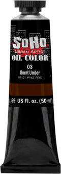 Soho Urban Artist Oil Paint - Burnt Umber, 50 ml Tube - Best Valued Oil Colors for Painting, Excellent Pigment Load