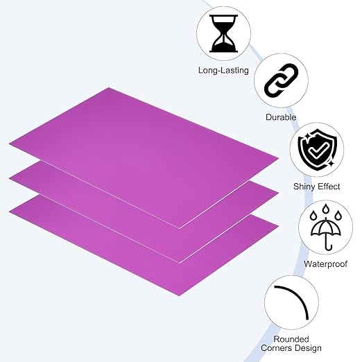 PATIKIL 6x10 Inch Anodized Aluminum Sheet Metal, 3Pcs Laser Plates Engraving Blanks 0.5MM Thin Rectangle for Crafting DIY House Laser Engraving, Purple