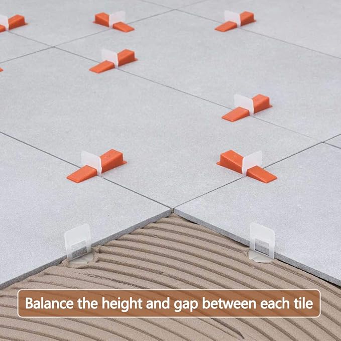 600 PCS Tile Leveling System Clips 1/8''(3mm) 600-Piece Tiles Leveler Spacers Tool for Professional Ceramic Tile and Stone Installation