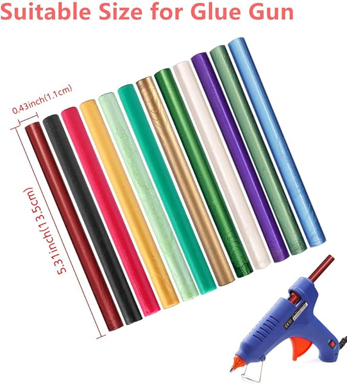 15-Piece Glue Gun Sealing Wax Sticks - Green Wax Seals for Wedding Invitations, Cards & Envelopes