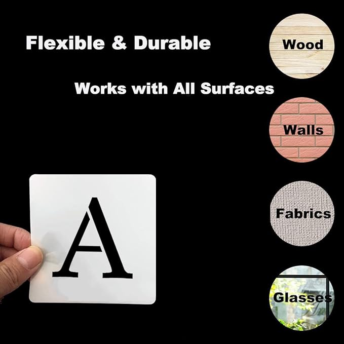1.5 Inch Alphabet Letter Stencils for Painting - 70 Pack Letter and Number Stencil Templates with Signs for Painting on Wood, Reusable Letters and Numbers Stencils for Chalkboard Wood Signs & Wall Art
