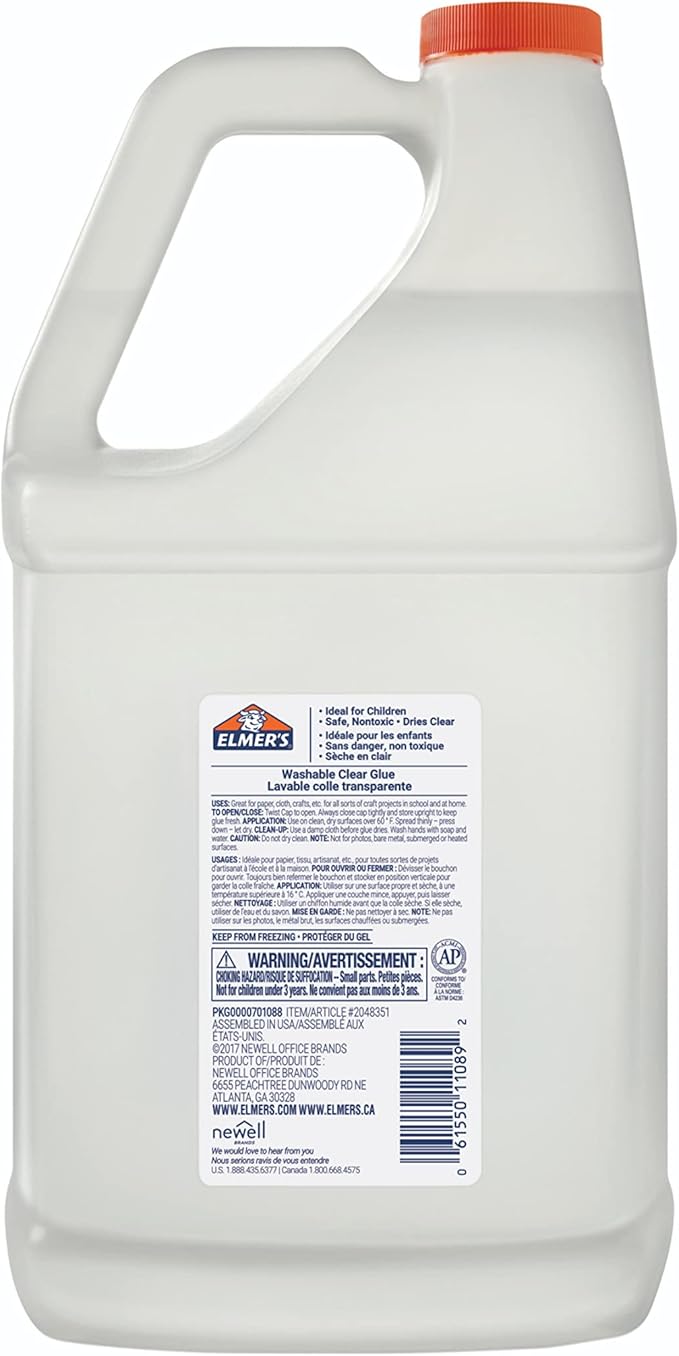 Elmers Clear Liquid School Slime & Craft Glue Premium 1 GlueGallon for School Supplies & Slime Supplies Washable, #1 Teacher Brand