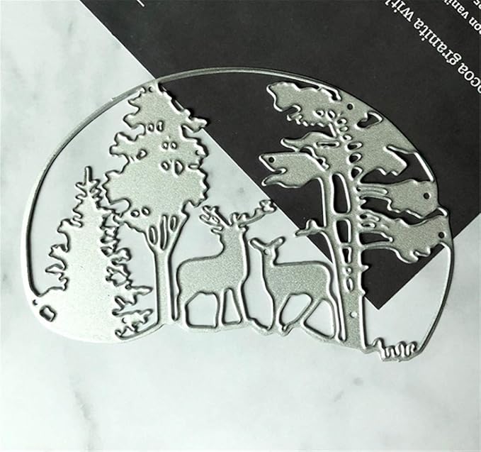 Metal Cutting Dies DIY Merry Christams Embossing Stencil Template Scrapbooking Card Making Mold Photo Album Arts Crafts Tools (Christmas Tree and Deer -12.5x10cm)