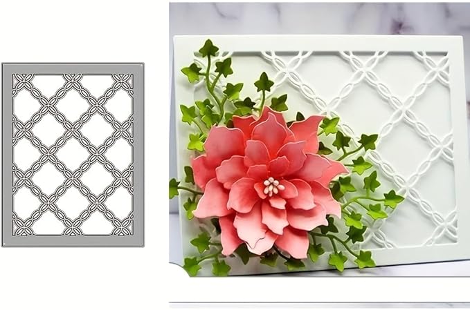 Lapoo Geometric Cutting Die for Scrapbooking - Durable, Cut Stencils for DIY Scrapbook Photo Album Decorative Paper Card, Card Making Supplies (Grid 5.6 x 4.4 in)