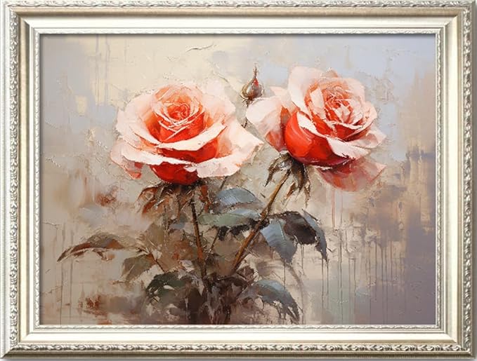 Leczany Cross Stitch Stamped Kit for Adults or Kids - Pink Rose Rose | DIY Embroidery Starter Patterns Craft Kit Needlepoint for Beginner | 11CT, 3 Strands | 18.1x13 inches