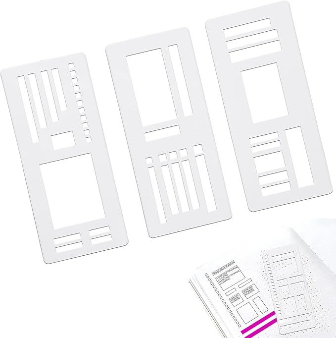 Handmade Flexible Record Template, Planner Stencil Set for Dot Grid Journals, DIY Flexible Drawing and Checklist Templates Suitable for Various Occasions (Set B)