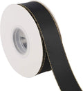 ITIsparkle 1" Inch Double Faced Satin Ribbon 25 Yards with Gold Edges, 1" X 25Yd - Black