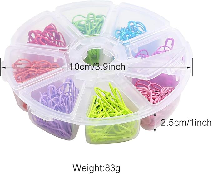 Colorful Metal Knitting Pins Stitch Markers Pear Shape Safety Pins for Sewing Clothing DIY Craft Making with Storage Box Knitting Counter Crochet Needle Clip Ring(8 colors-320pcs)