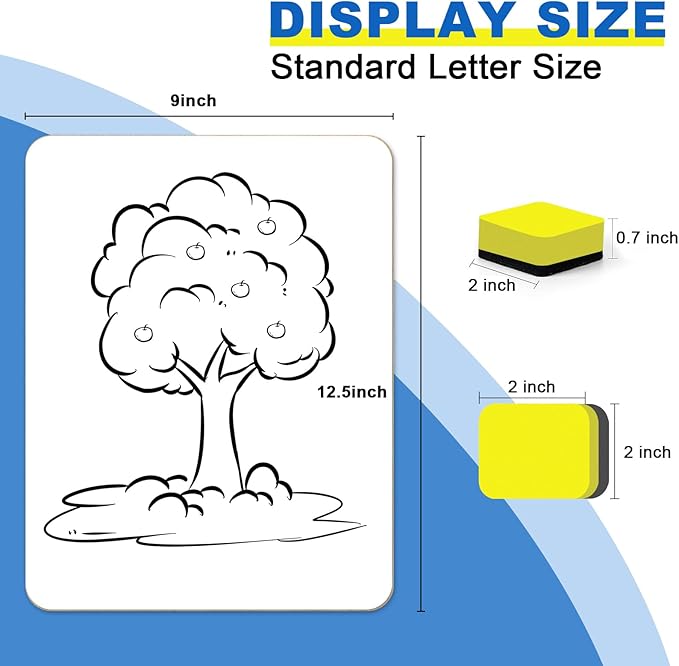 Dry Erase Lapboards, HERKKA 35 Pack Double Sided Small Dry Erase Whiteboards 9 x 12.5 Inch with 35 Erasers, Small Dry Erase Boards for Classroom Teacher Supplies, Personal White Boards for Students