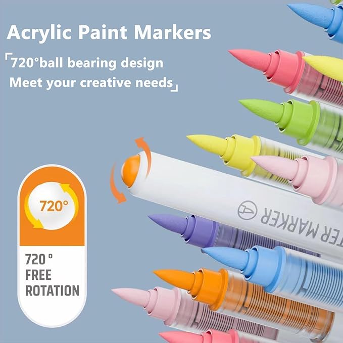 171 Colors Acrylic Paint Marker Single Tip Soft Brush Pens Ideal for Coloring Books, Canvas, Wood, Stone, Egg and DIY Crafts