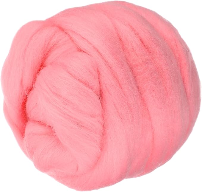PATIKIL Wool Roving Yarn, 150G/5.3OZ Soft Felting Wool Pure Chunky Roving Yarn Bulk for Needle Felting Knitting Blanket Spinning Weaving DIY Craft, Dark Pink