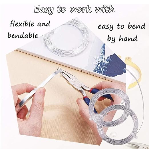 Flat Aluminum Wire Bendable Flat Wire for Crafts 5mm Metal Strips for DIY Jewelry Making Bezel Sculpting Armature 18Gauge 6.5Feet/Roll 2Rolls (5mm Wide, Silver, 2)