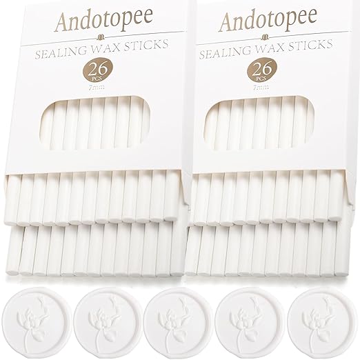 52pcs White Sealing Wax Sticks for Seal Stamp, Premium Glue Gun Sticks for Envelope Letter, Wedding Invitation Craft Adhesive, Great Gift Ideas (Mini Size)