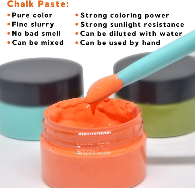 Neutral Chalk Paste for Farm Stencils 6PCS with 3 Mini Squeegee, Screen Printing Ink, Chalk P aste for Stencils, Handmade DIY Home