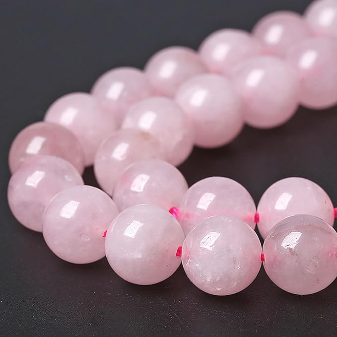 120pcs 6MM Natural Rose Quartz Stone Energy Healing Beads Round Loose Beads for Jewelry Making Bracelet Necklaces 2 Strands 32"