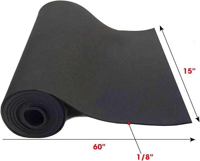 Dualplex Neoprene Sponge Foam Rubber Sheet Roll, 15 X 60 Inch X 1/8" Thick, Perfect Cosplay Padding, DIY Project Sheet - Easy Cut Non-Adhesive Multi-Function Soundproof Rubber Foam