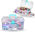 ArtBin Clear Plastic Organizer Small Parts Organizer - for DIY Arts & Crafts Storage Boxes & Organizers, Sewing Storage - Storage Box with Compartments, Project Box - Large (6 Pivot Trays) 6963PB