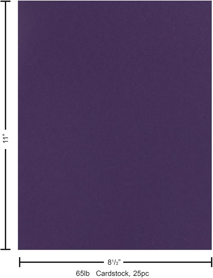 PA Paper Accents Stash Builder Cardstock 8.5" x 11" Royal Iris, 65lb colored cardstock paper for card making, scrapbooking, printing, quilling and crafts, 25 piece pack