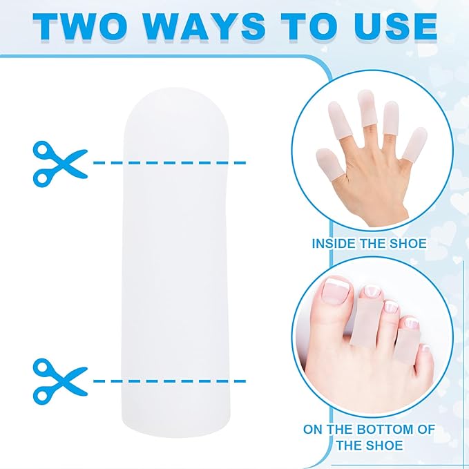 PATIKIL Gel Finger Cots 2"x0.67", 20 Pcs Silicone Finger Protector Support Finger Sleeve Cushions Thumb Protector Covers Fingertip Caps Gloves for Finger Cracking, White