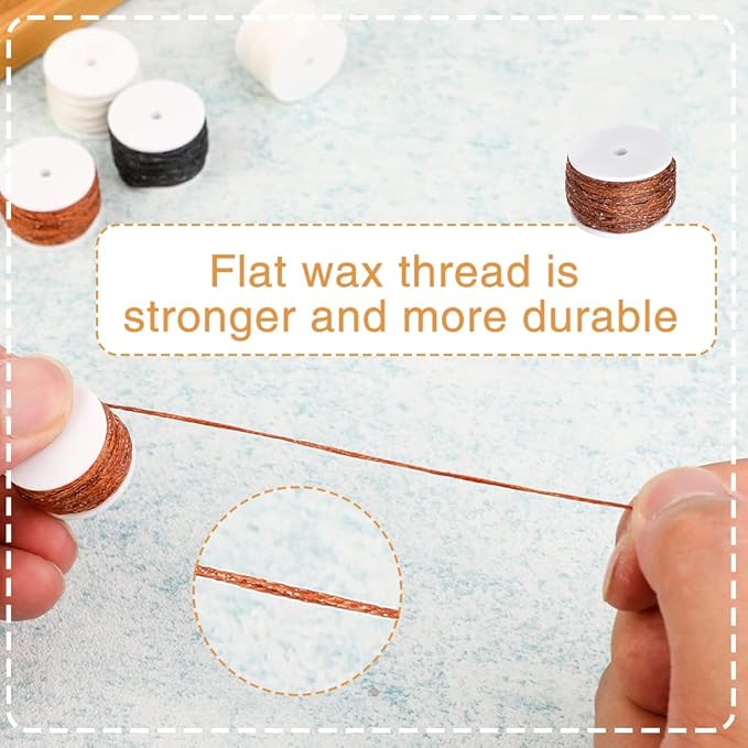 6 Pack Waxed Thread Leather Sewing Awl Replacement Spools, Repair Stitch Thread, Leather, Canvas Sewing Awl for All Stitching Tool, 3-Color