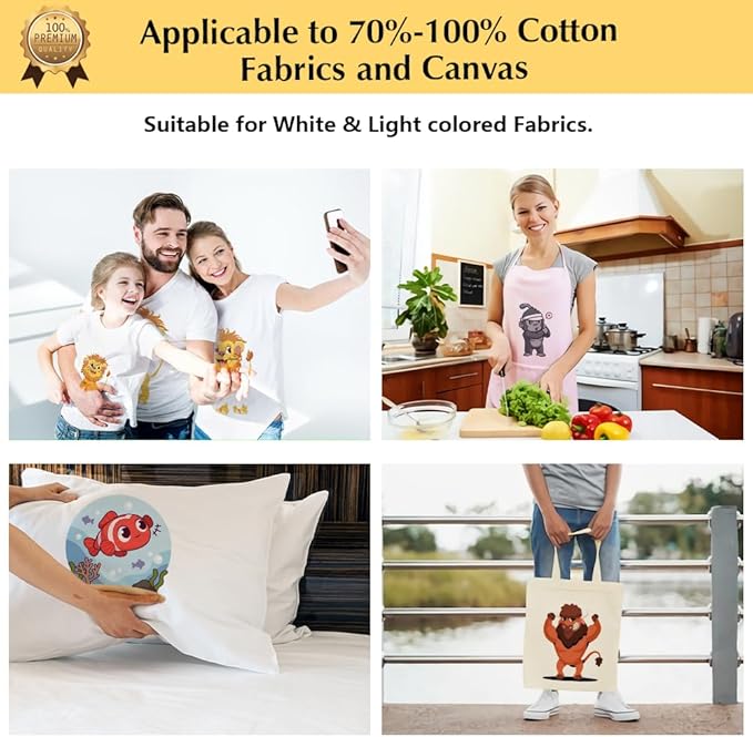 TransOurDream Tru-Heat Transfer Paper for Inkjet & Laserjet Printer (50 Sheets 8.5x11, 3.0) Printable HTV Heat Transfer Vinyl for T Shirts Iron on Transfers for Light Fabrics (L3-50)