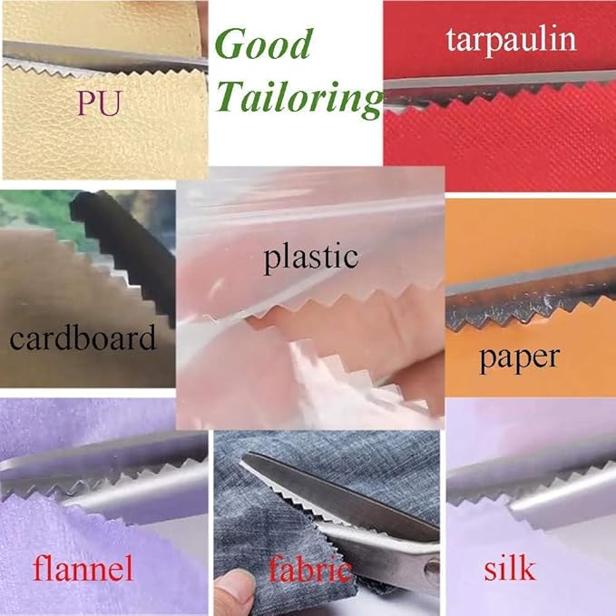 Green Pinking Shears Comfort Grips Crafts Zig Zag Cut Sewing Scissors,Professional Handheld Dressmaking
