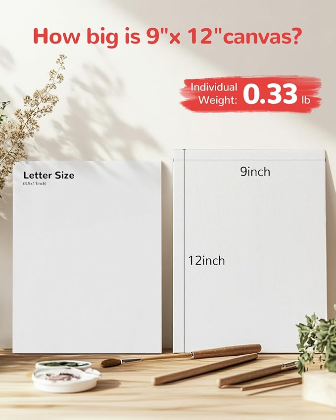 Canvas Boards for Painting 72 Pack, 9x12 Inch Painting Canvas Panels, 100% Cotton White Blank Canvas Boards for Painting, Art Supplies Paint for Acrylics Oil Watercolor Tempera Paints