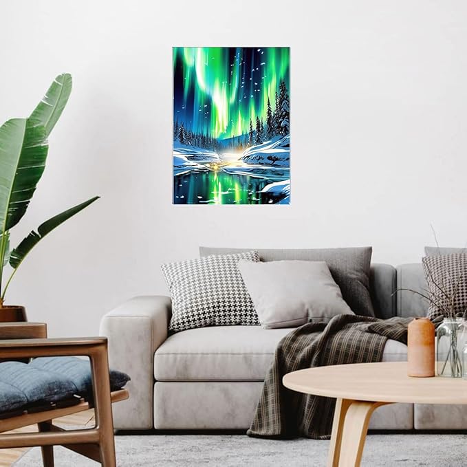 Aurora Stamped Cross Stitch Kits - Landscape Counted Cross Stitch Kits for Beginners Adults Needlepoint Cross-Stitch Patterns Dimensions Needlecrafts Embroidery Kits Arts and Crafts